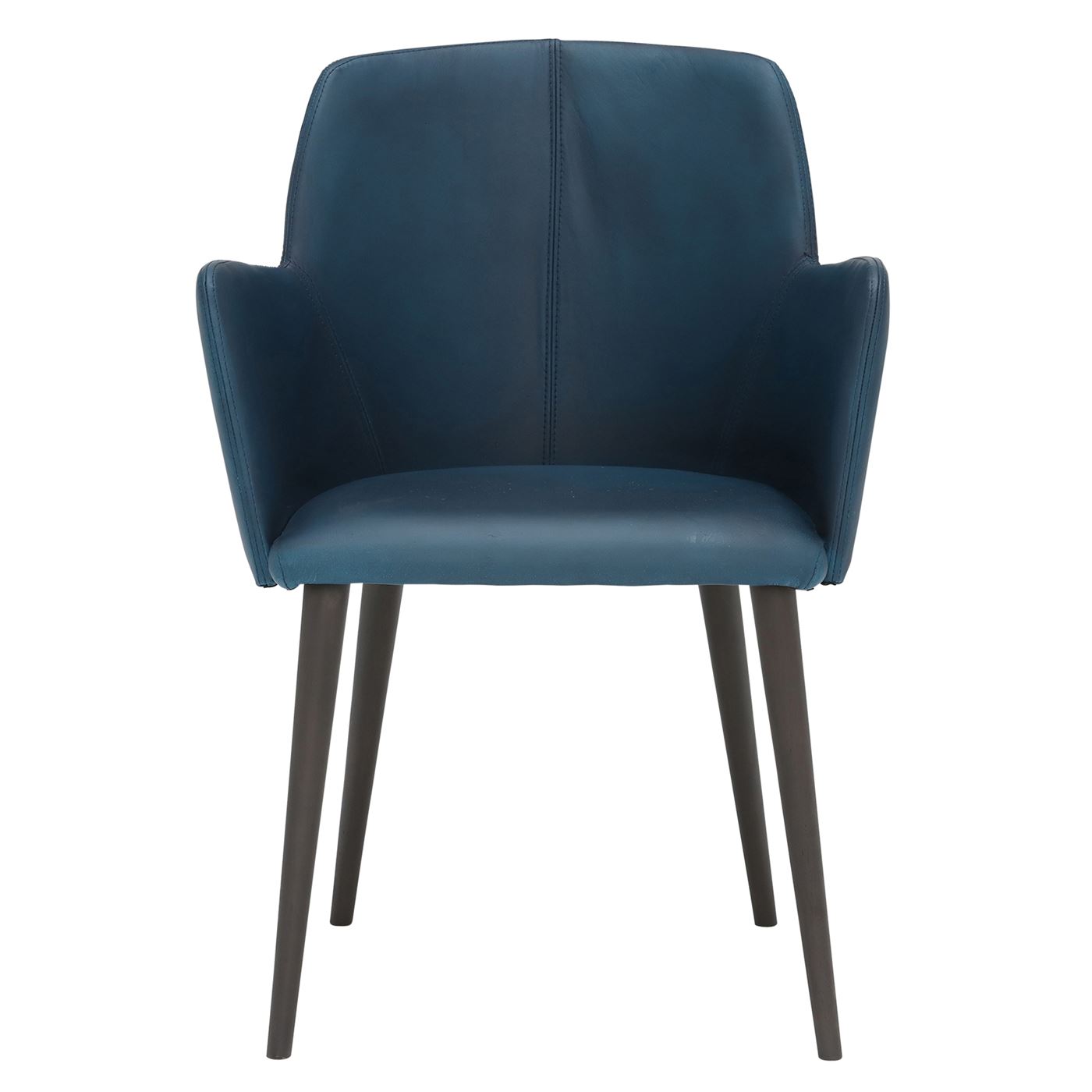 Edgar Dining Chair - Blue - Leather - W56 x D57 x H82cm - Barker & Stonehouse