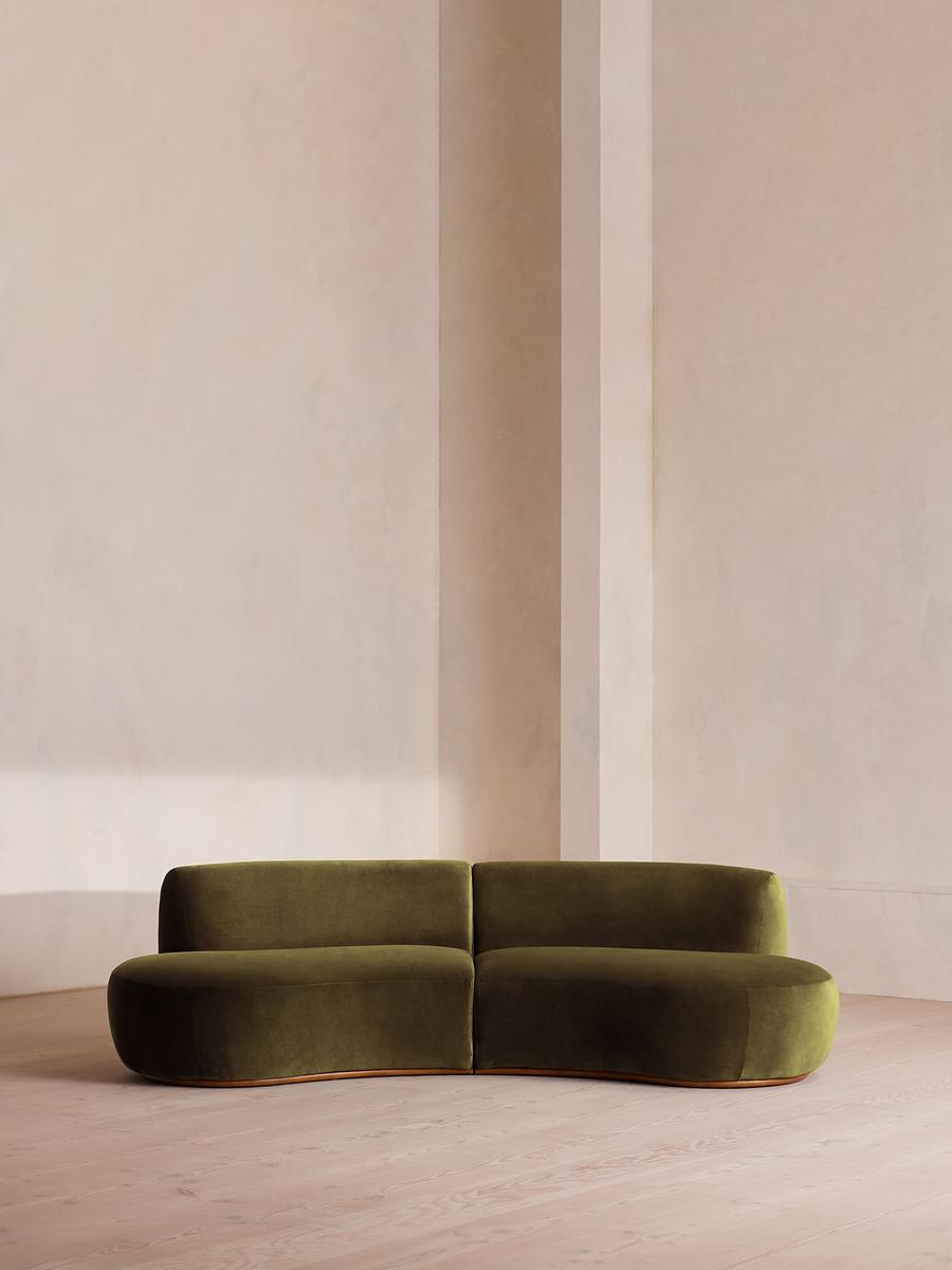 Aline Serpentine Modular Sofa, Three Seater, Olive Velvet
