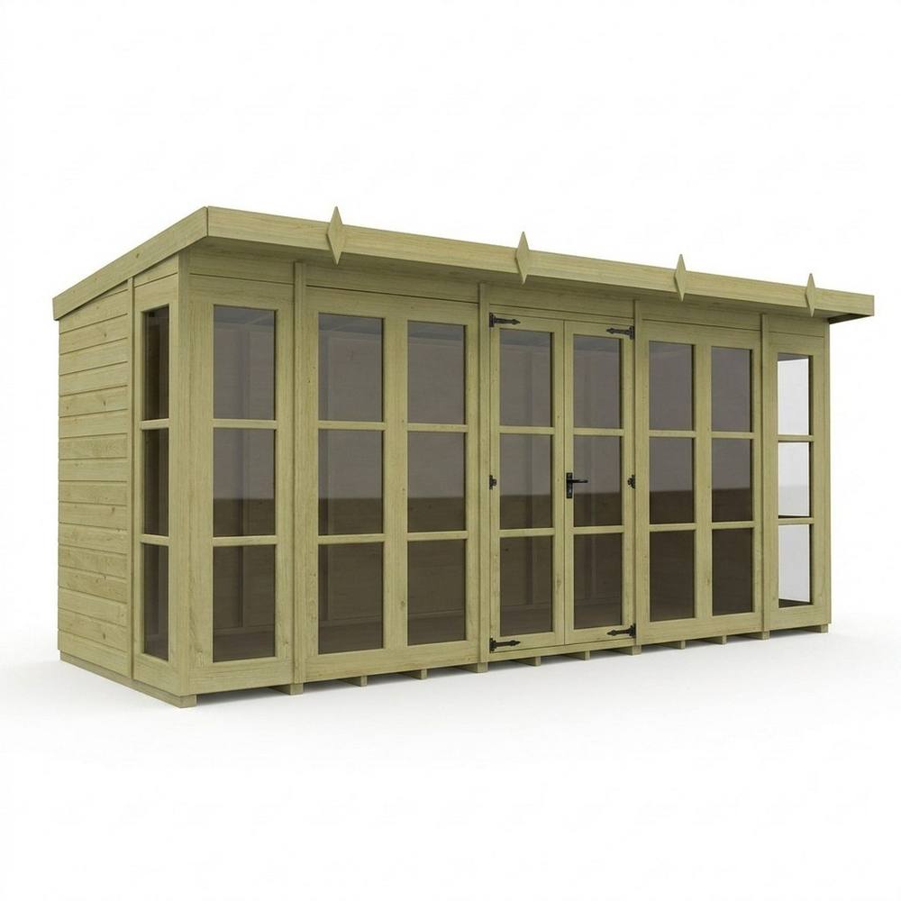 Buttercup Farm 16ft x 6ft Georgian Pent Summer House - Pressure Treated Timber in Brown