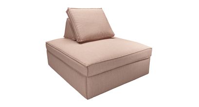 Harry Large Pouffe with bolster cushion in Blush Pure Belgian Linen - sofa.com