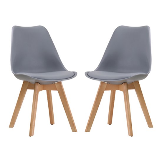 Louvre Grey Finish Dining Chairs In Pair