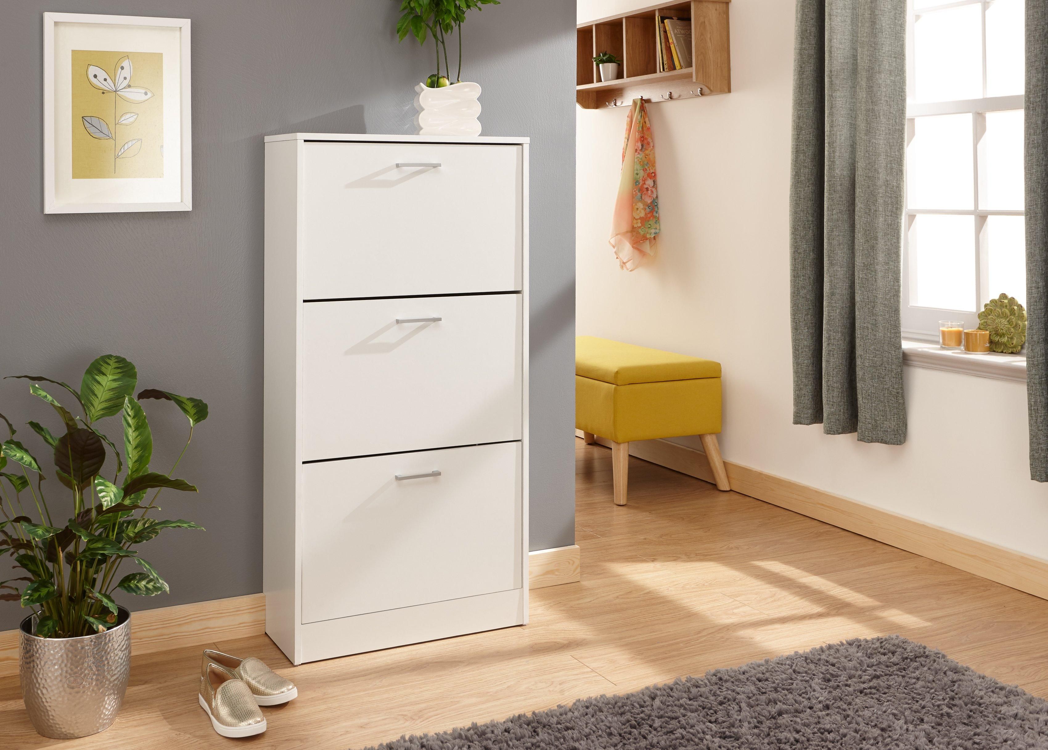 GFW Stirling Three Tier Shoe Cabinet in White
