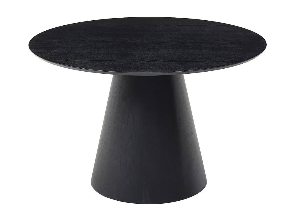 Vente-unique 4 - Seater Round Dining Table Ash Veneer - Black - ANTALIZA