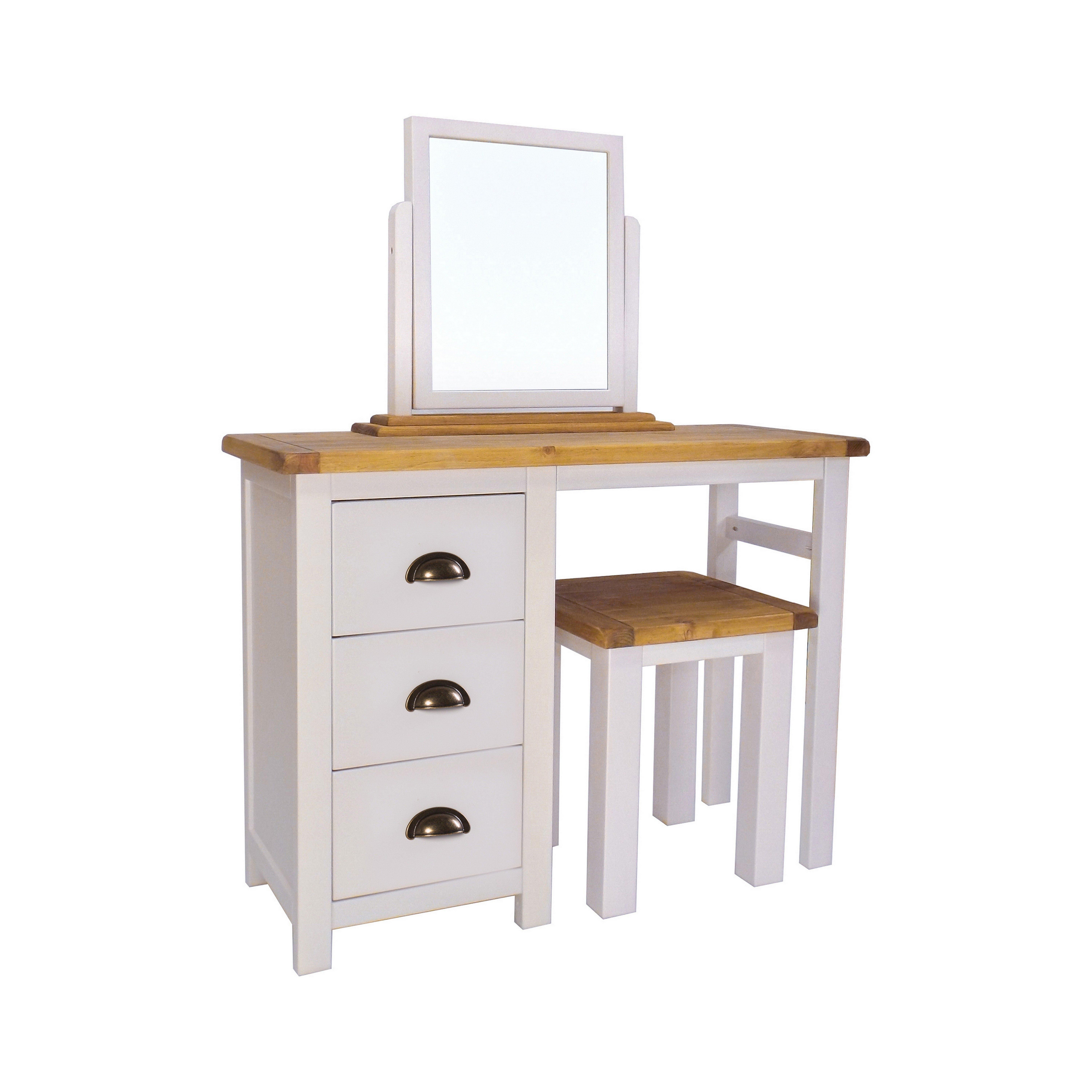 Cabinet Bits Argenta 3 Drawer Dressing Table Set Brass Cup Handle in Light Grey