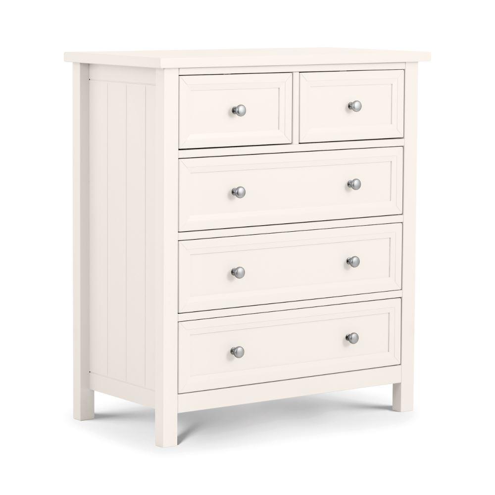 Maine White 3+2 Drawer Wooden Chest