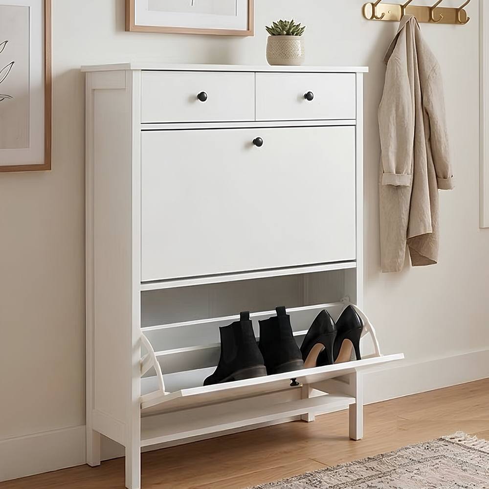 Nöa and Nani Kira White Shoe Cabinet - Slim Shoe Rack for Hallway & Entryway 2