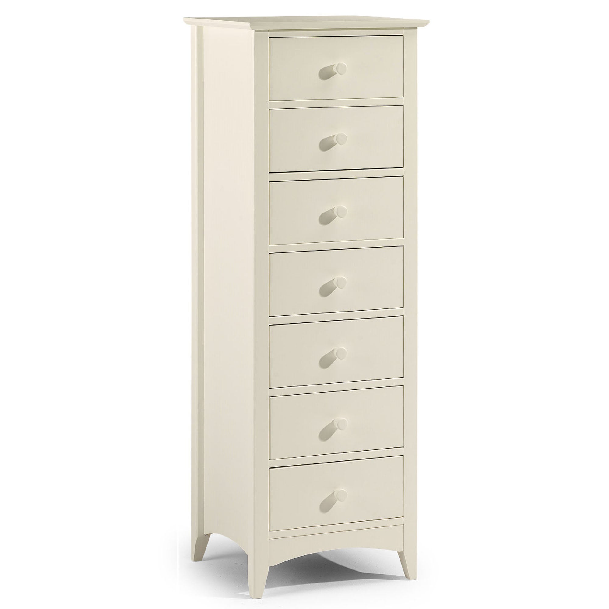 Cameo Stone White Narrow 7 Drawer Chest White