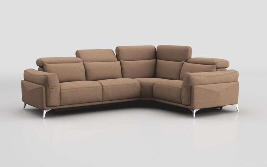 Brown Fabric Gattolino 2 Corner 1 Static Sofa with Manual Head Tilt