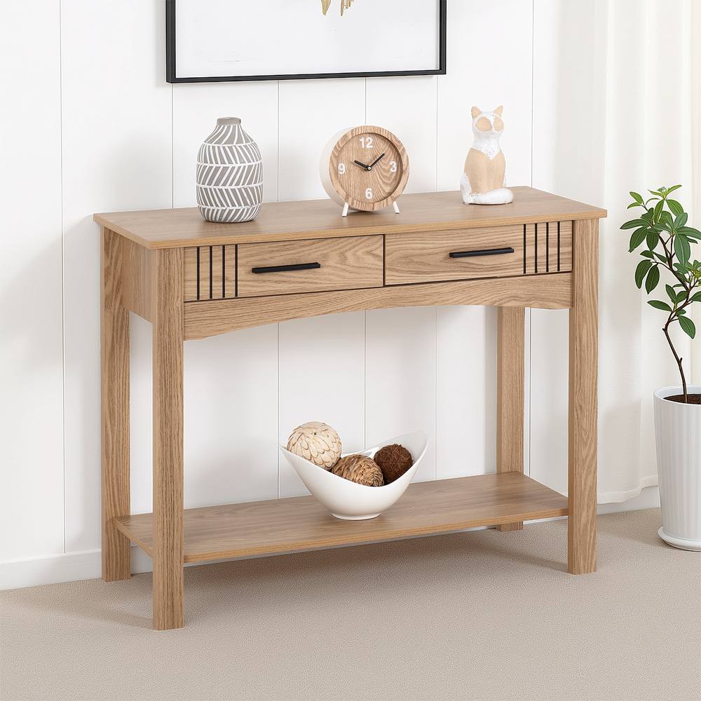 Seconique Tessa 2 Drawer Console Table in Natural