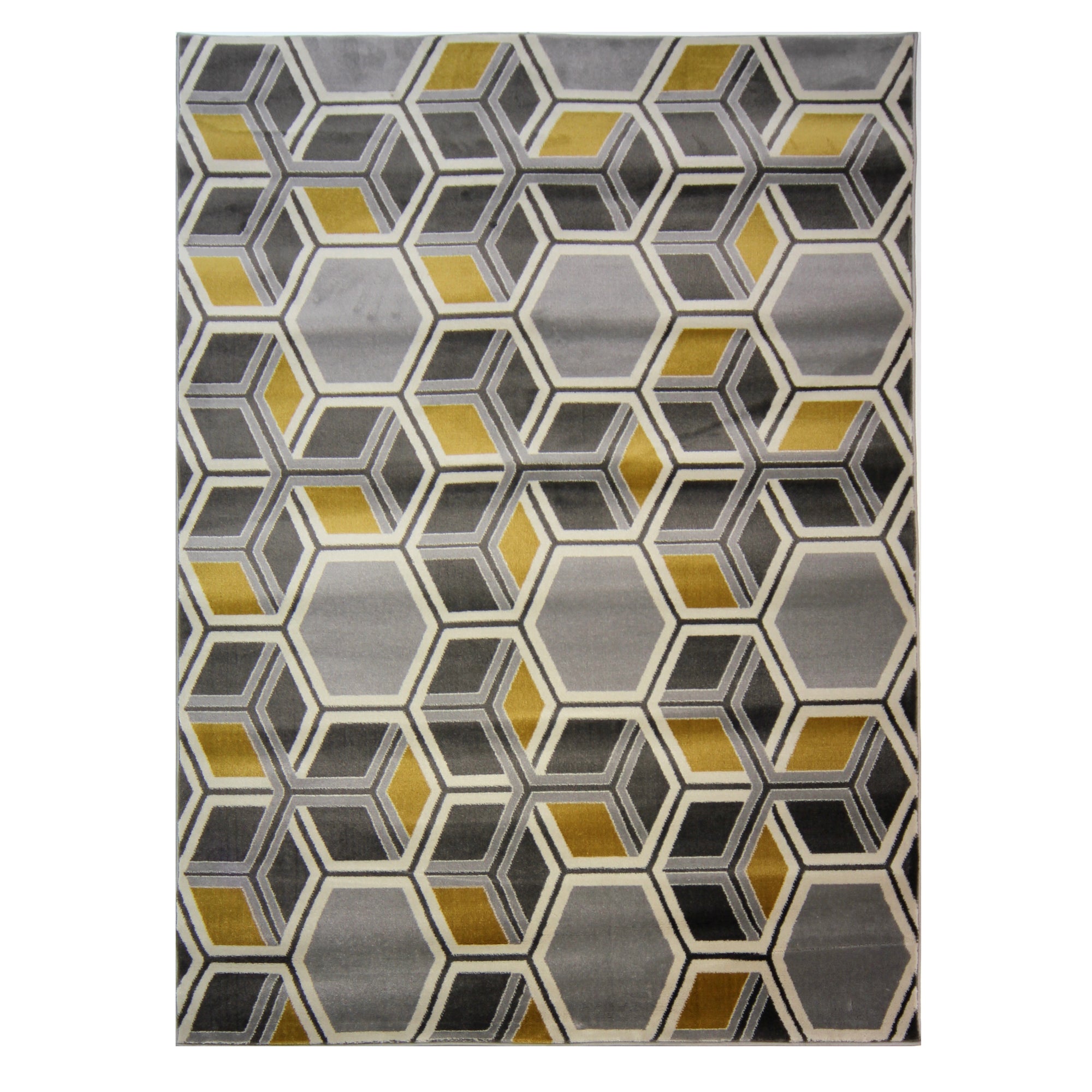 Cocktail Mimosa Geometric Rug Yellow, Grey and White