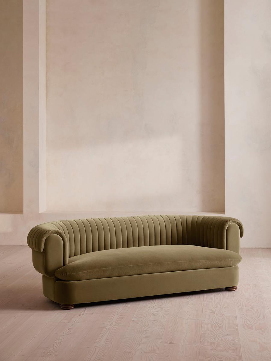 Rava Three Seater Sofa, Velvet, Lichen