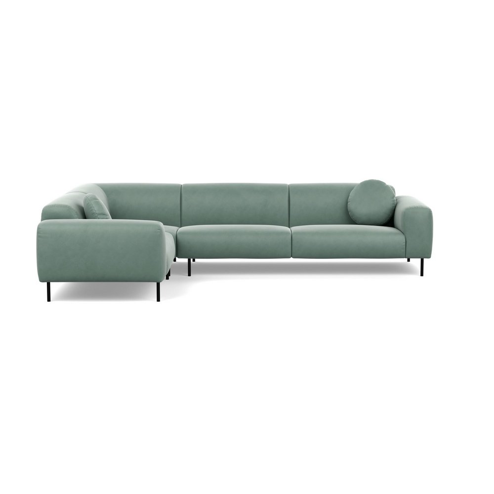 Heal's Luna Medium Left Hand Facing Corner Sofa Marylebone Velvet Mint Black