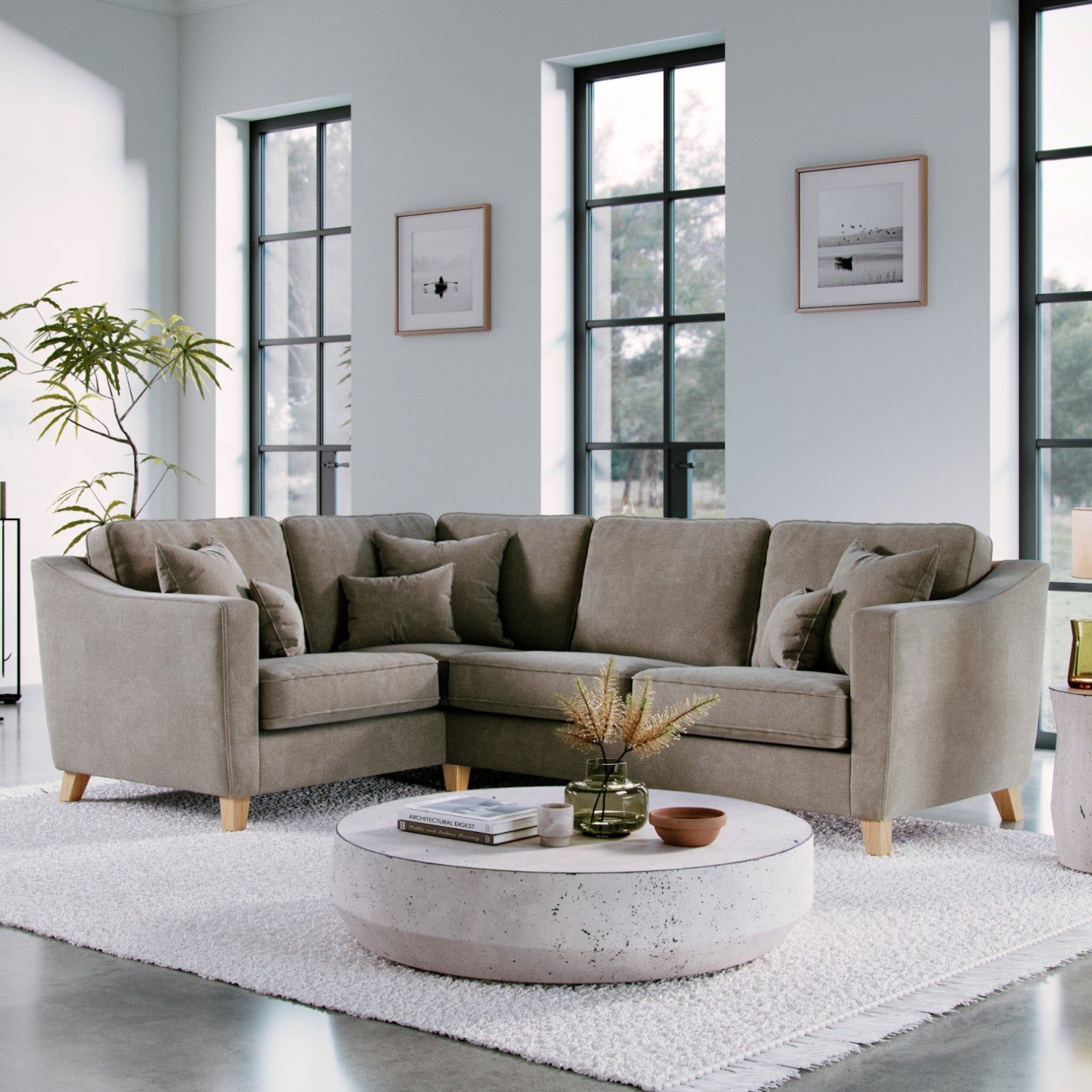 The Great Sofa Company Jackson Left Hand Facing Chenille Corner Sofa in Light Brown