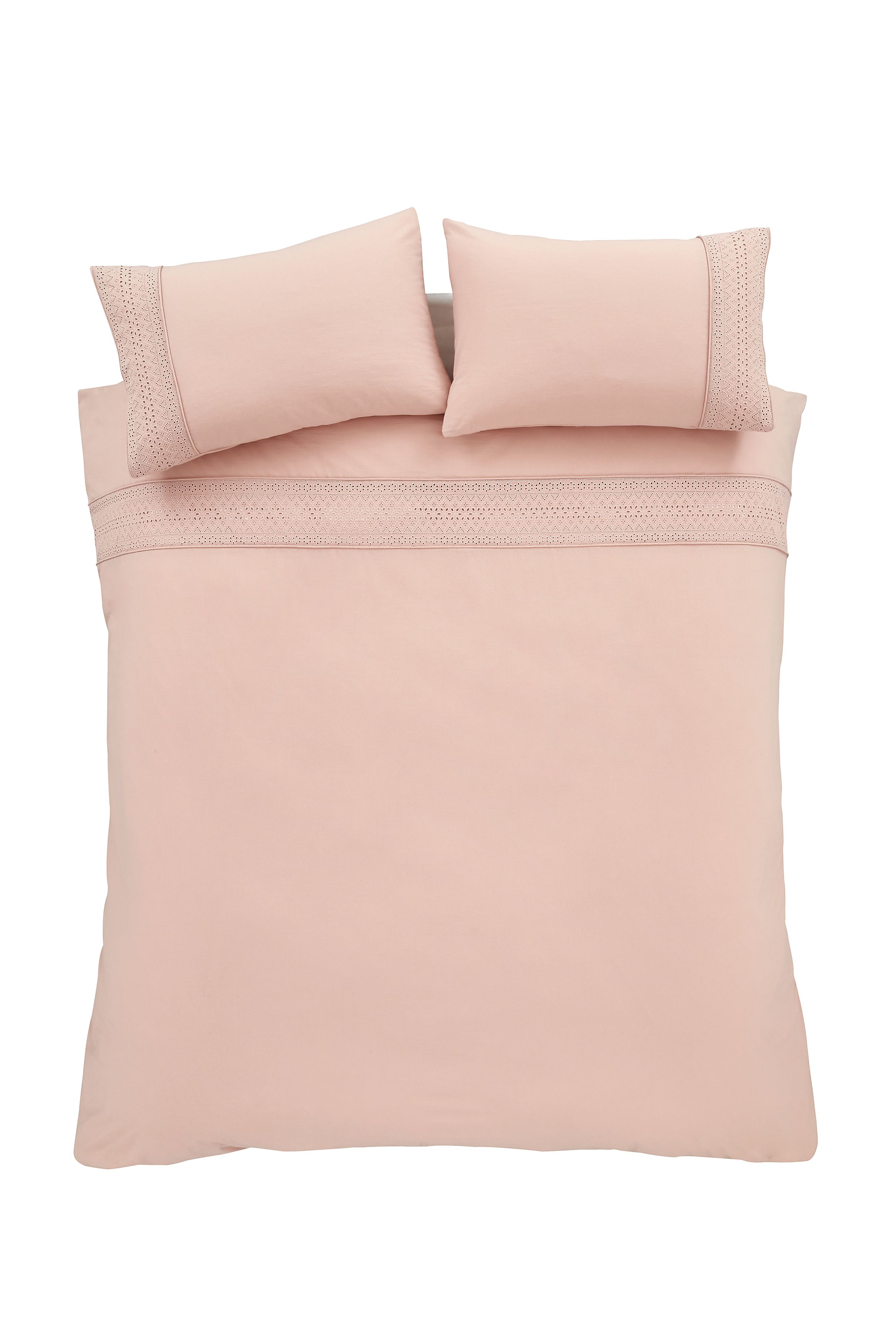 Catherine Lansfield 'Broderie Anglaise' Duvet Cover Set in Pink 4