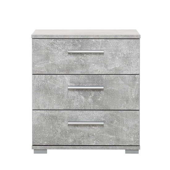 Douglas Bedside Cabinet In Structured Concrete With 3 Drawers