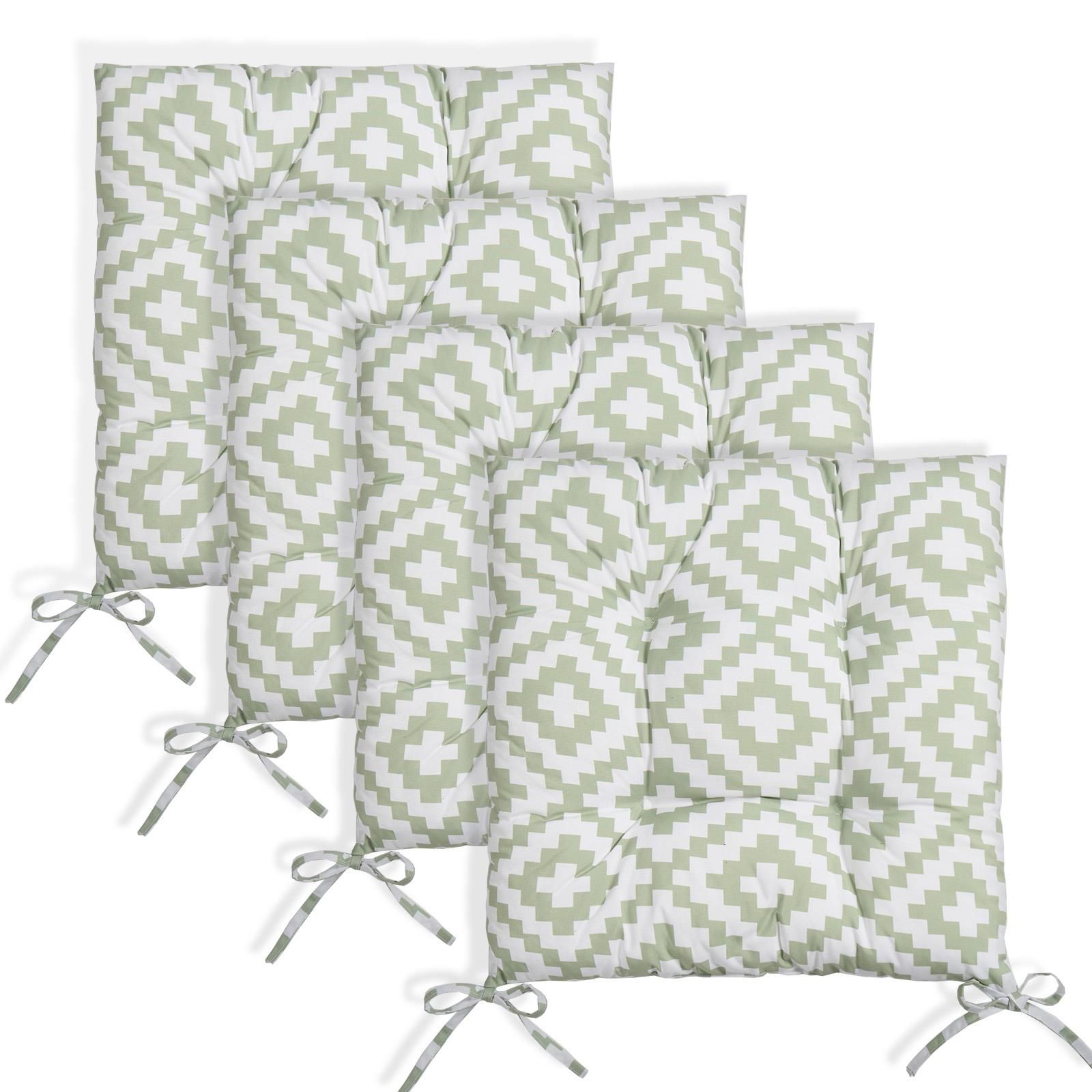 OHS 2/4 Pack Seat Pads Water Resistant Garden Chairs Cover Outdoor Cushions in Green