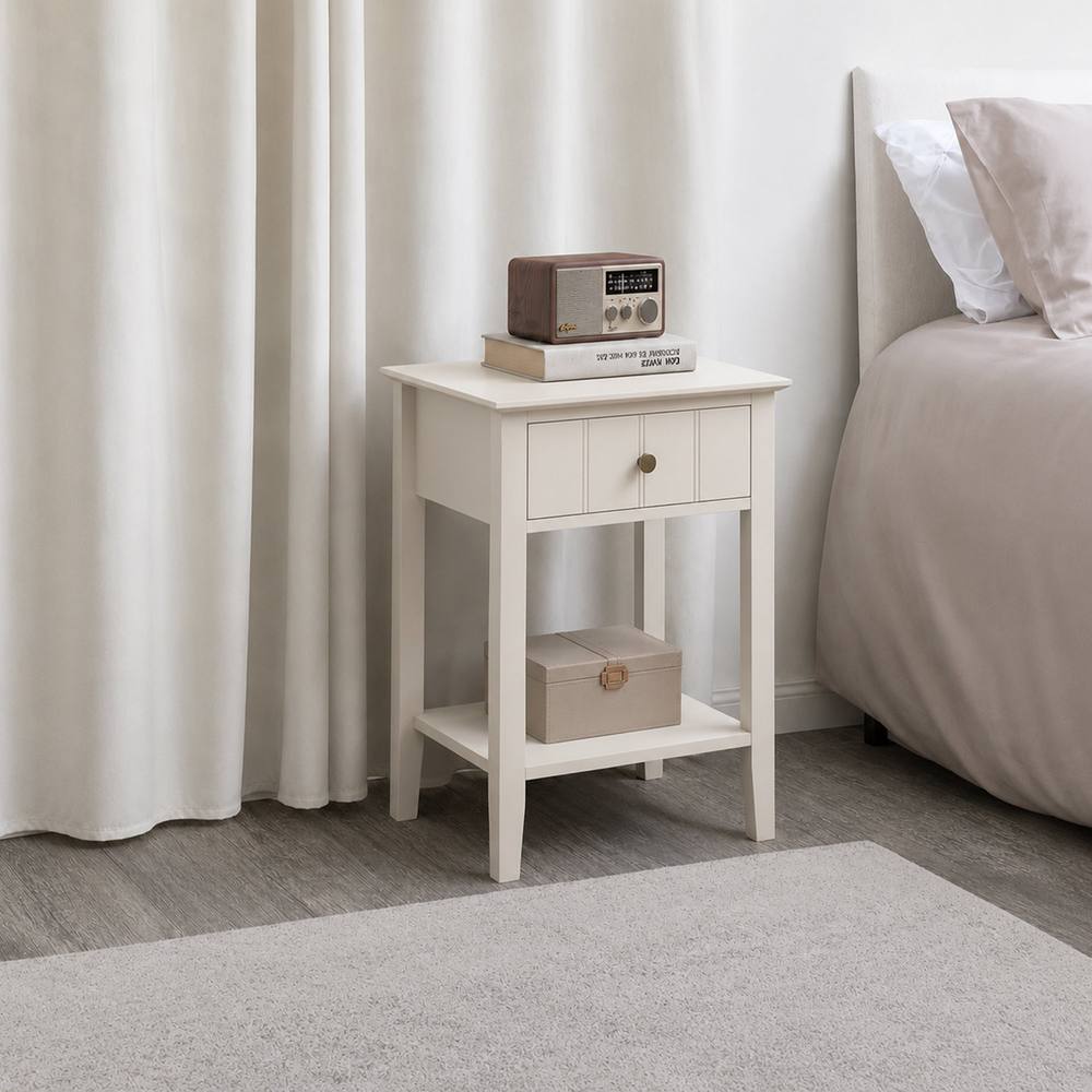 Melody Maison Ivory One Drawer Bedside Table With Shelf - Padstowe Ivory Range in Cream