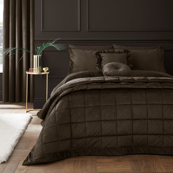 Catherine Lansfield Kingsley Matt Velvet Quilted Bedspread