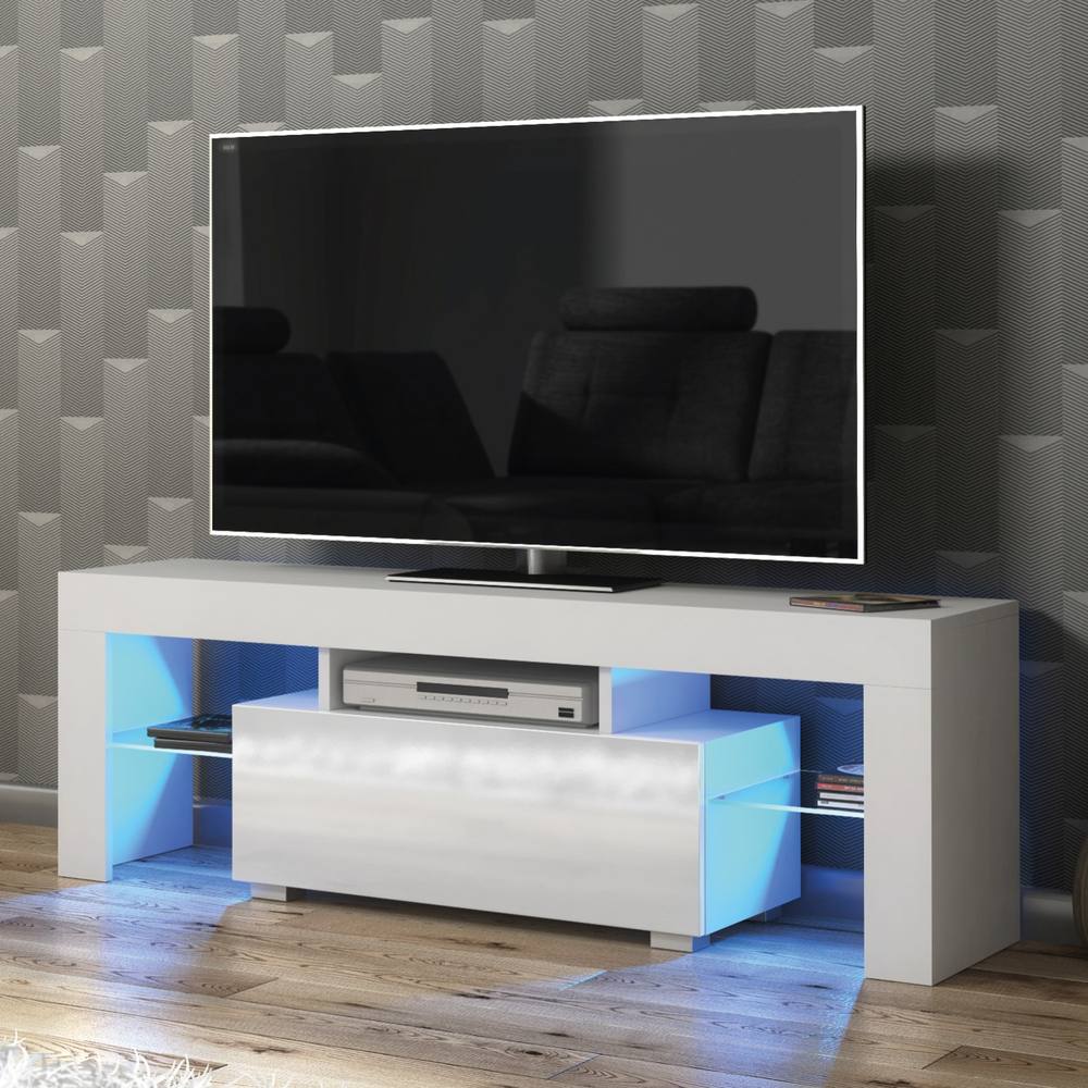 Creative Furniture Floe TV Unit 130cm - White with Gloss Doors