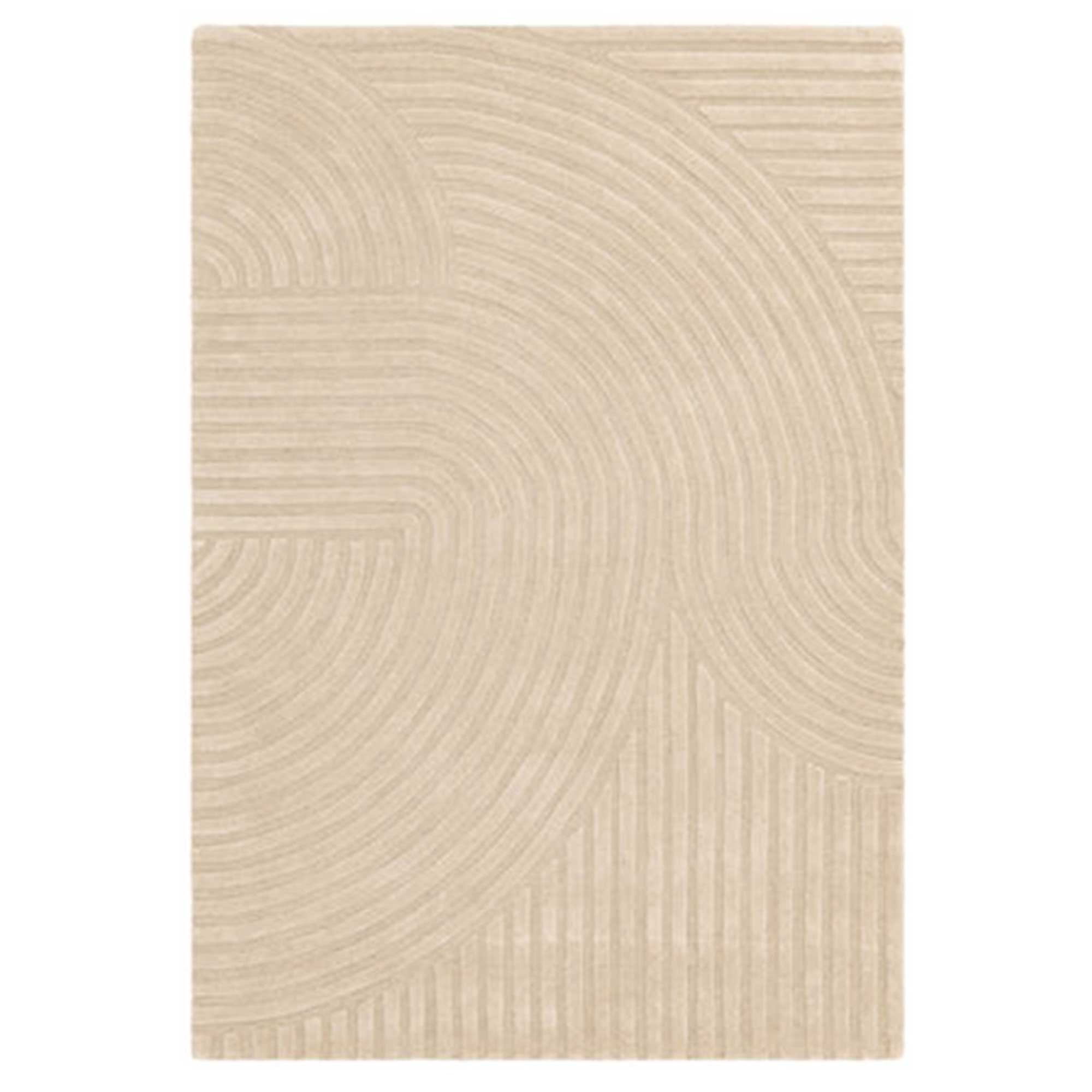 Curvone Sand 120x170cm Rug, Square, Neutral Wool | W120cm | Barker & Stonehouse