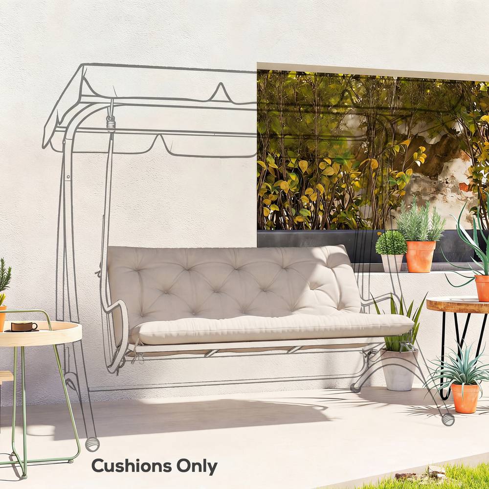 OUTSUNNY Garden Bench Cushion, Seat Pad with Ties in Khaki
