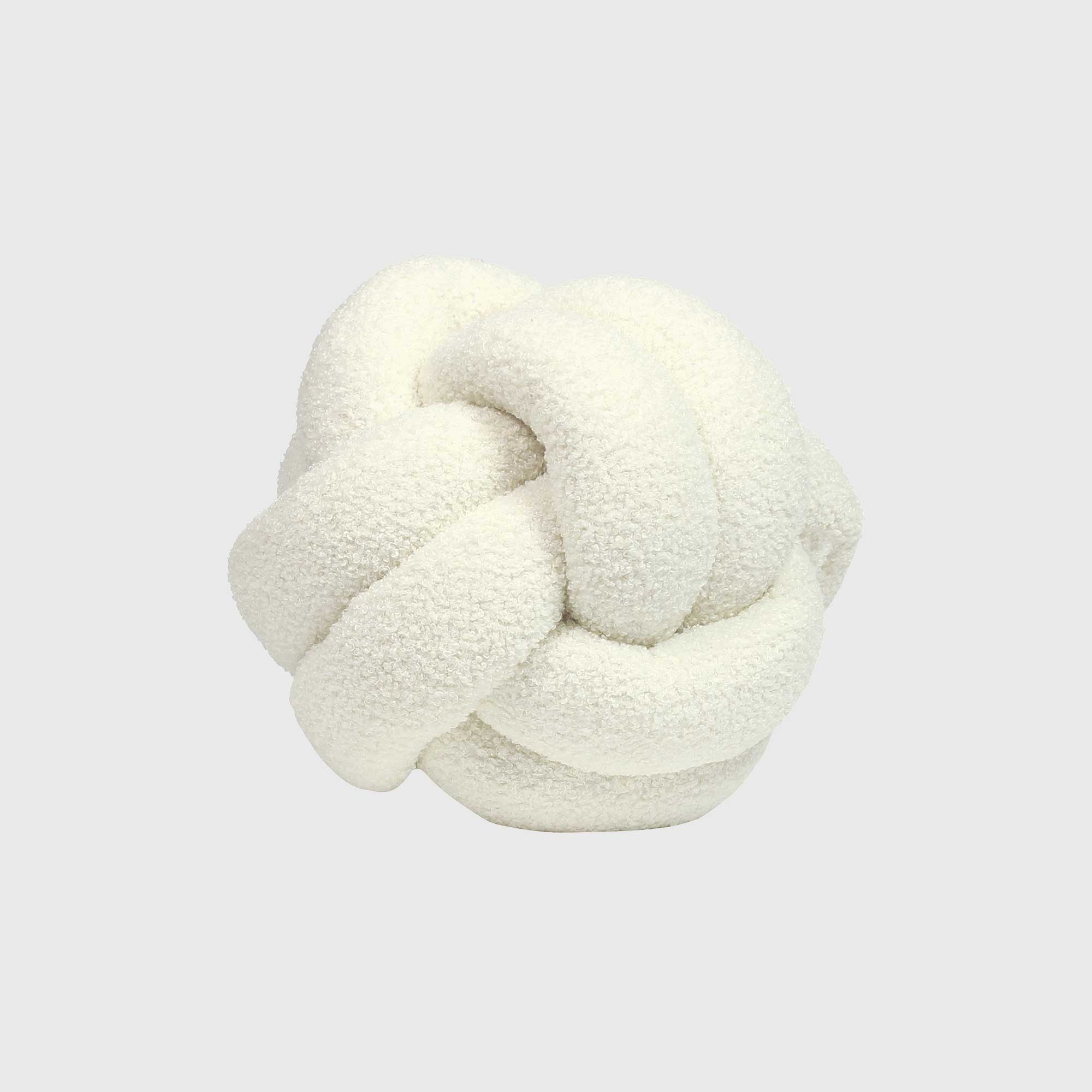 Boucle Knot Cushion, Round, Neutral Polyester | Barker & Stonehouse