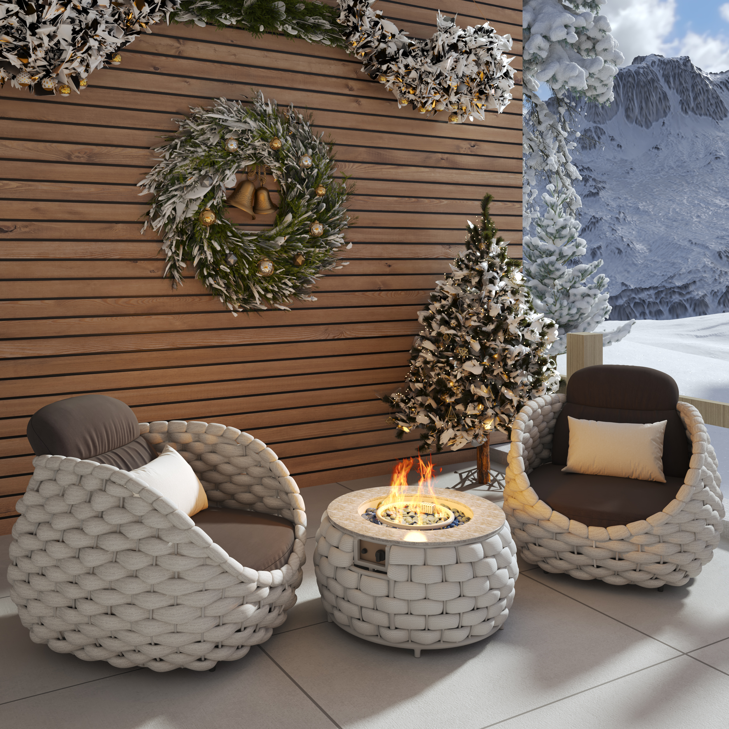 Smokeless Propane Outdoor Fire Pit Table Round Patio Furniture Firepit in Aluminum Alloy (3500 mm High)