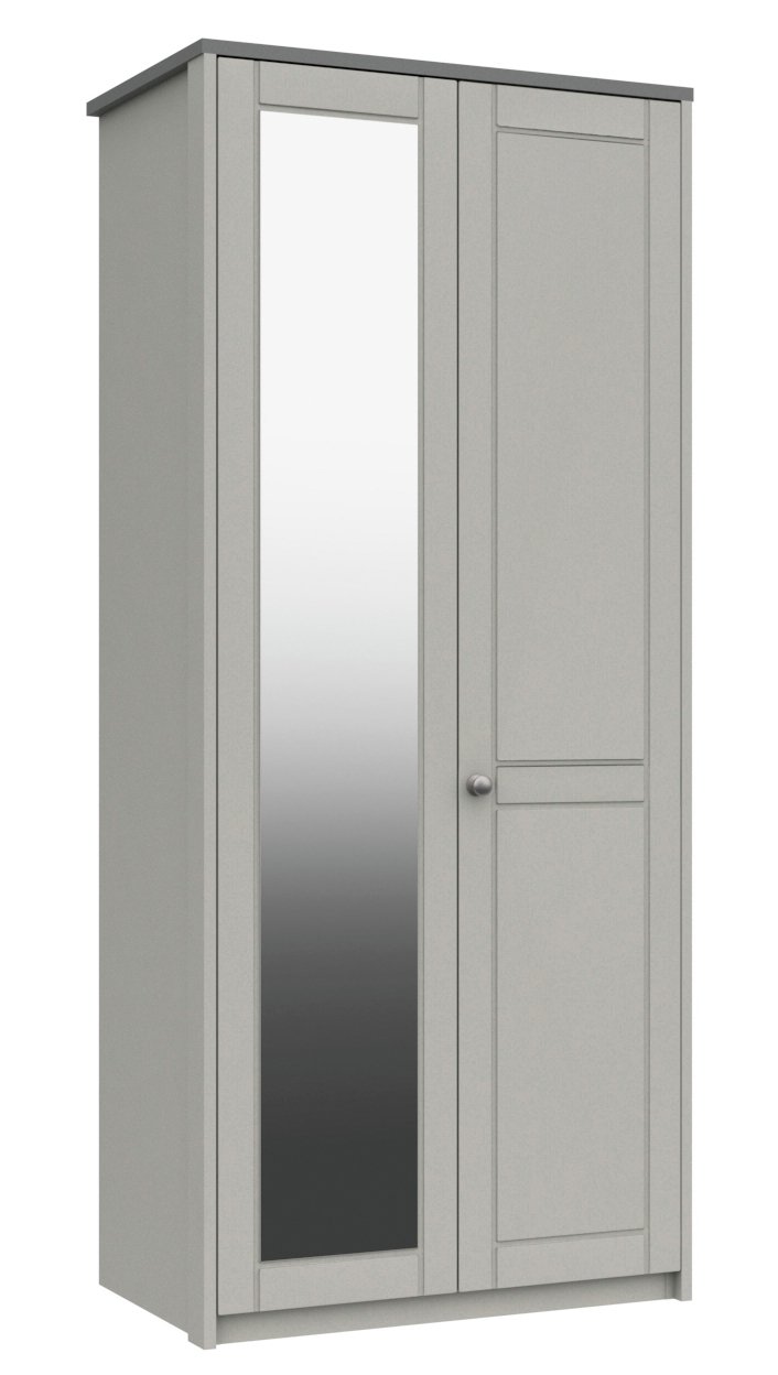 Kielder 2 Door Mirror Wardrobe - Grey