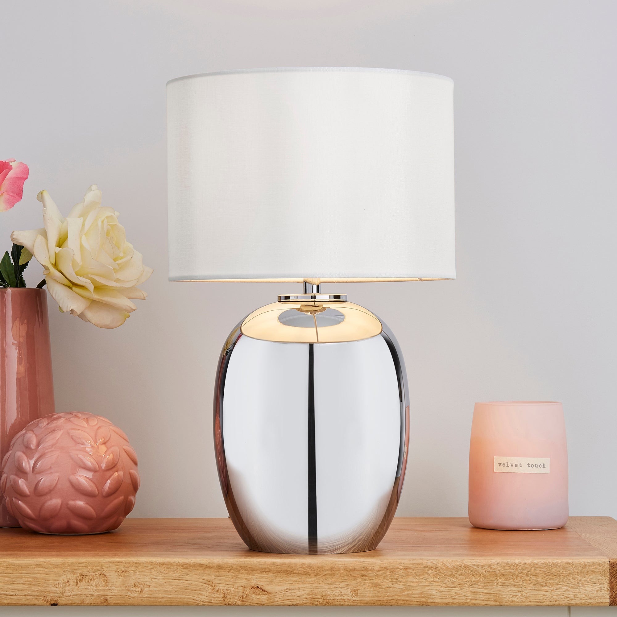 Seychelles Mini Smoked Table Lamp Silver and White