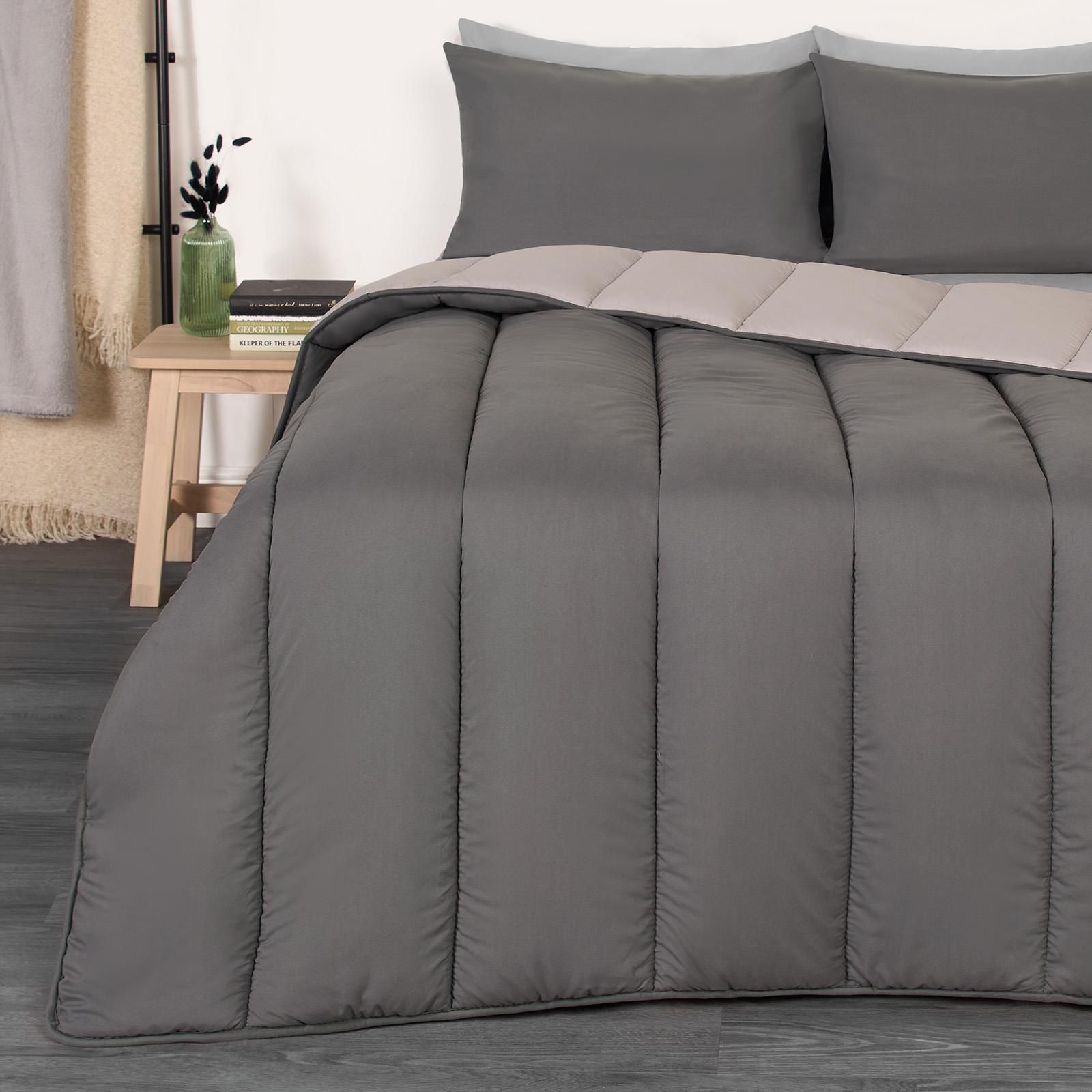 OHS Soft Coverless 10.5 TOG Duvet Set Pillowcase Quilted Cover in Silver