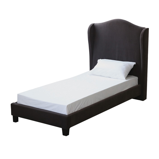 Chateaux Wing Single Fabric Bed In Charcoal