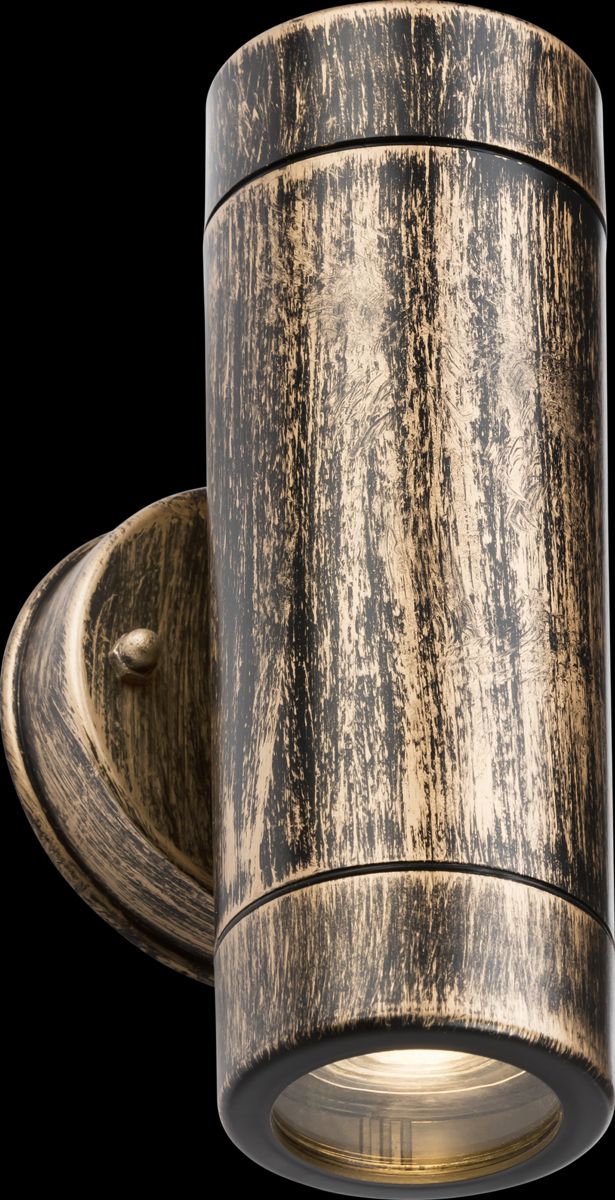 Netlighting Knightsbridge EAMON 230V IP54 GU10 Polycarbonate UpDown Wall light Brushed Brass EA2BB in Yellow