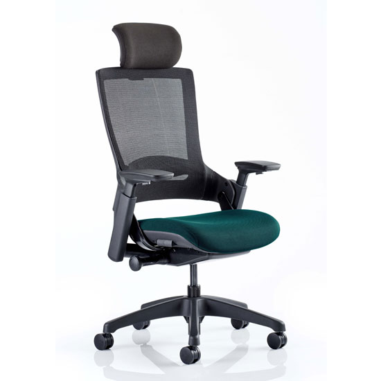 Molet Black Back Headrest Office Chair With Maringa Teal Seat