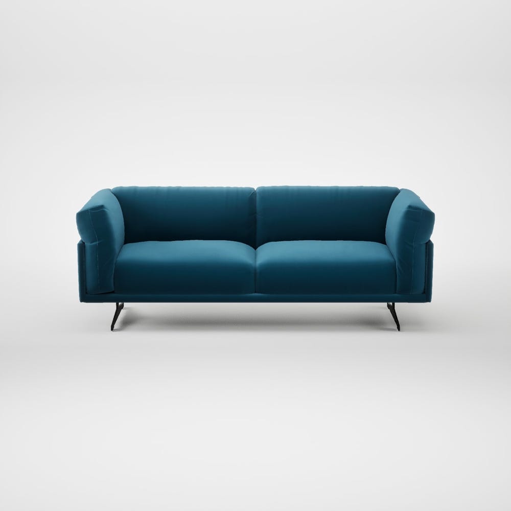 Heal's Novara 3 Seater Sofa Smart Velvet Ocean Blue Black Feet 2