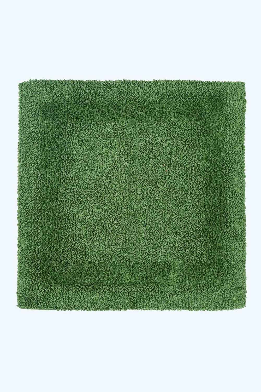 Homescapes Luxury Square Bath Mat 1600GSM 100% Cotton Reversible Shower Mat, 50cm in Light Green