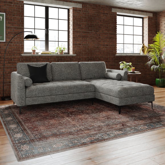 Max Multi Yarn Boucle Corner Chaise Sofa with Metal Legs