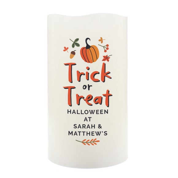 Personalised Trick or Treat Pumpkin LED Candle 5