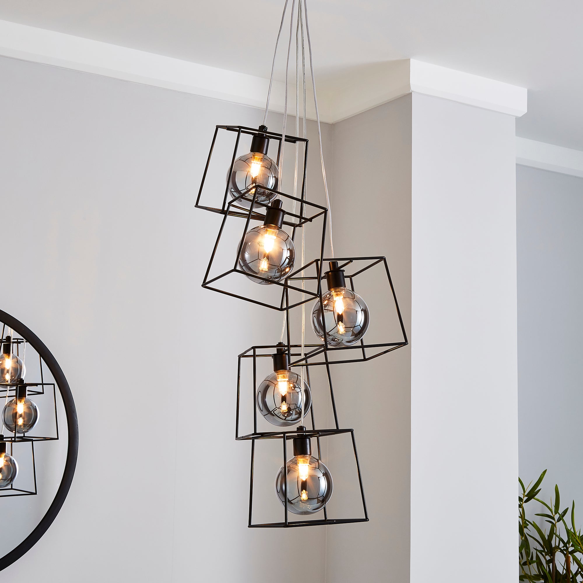Elena 5 Light Glass Ceiling Fitting Black
