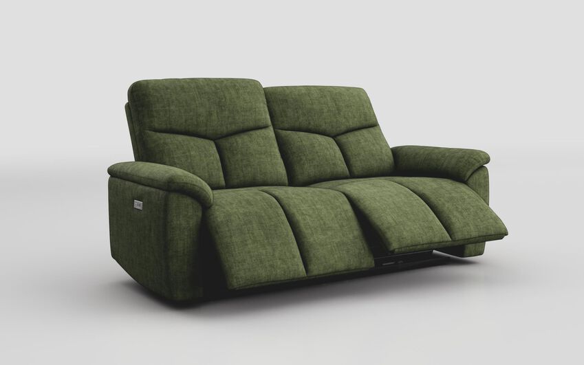 Green Fabric Caselle 3 Seater Power Recliner Sofa