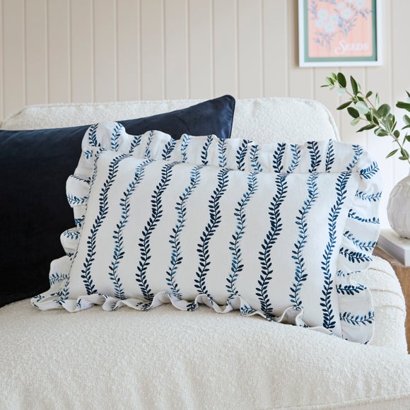 Trailing Leaves Frilled Rectangle Cushion Cover