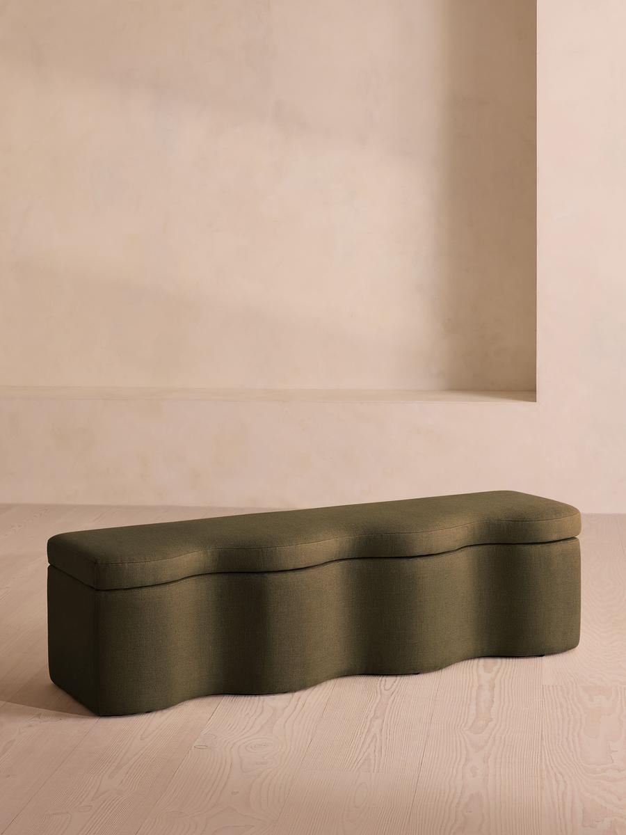 Eli Storage Bench, Linen, Olive