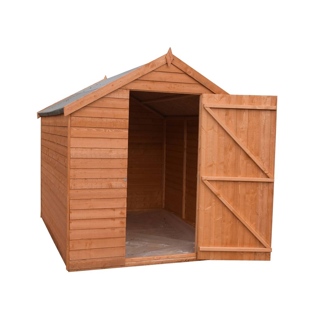 Shires Overlap 8 x 6 Feet Dip Treated Value Range Apex Shed Single Door in Brown 3