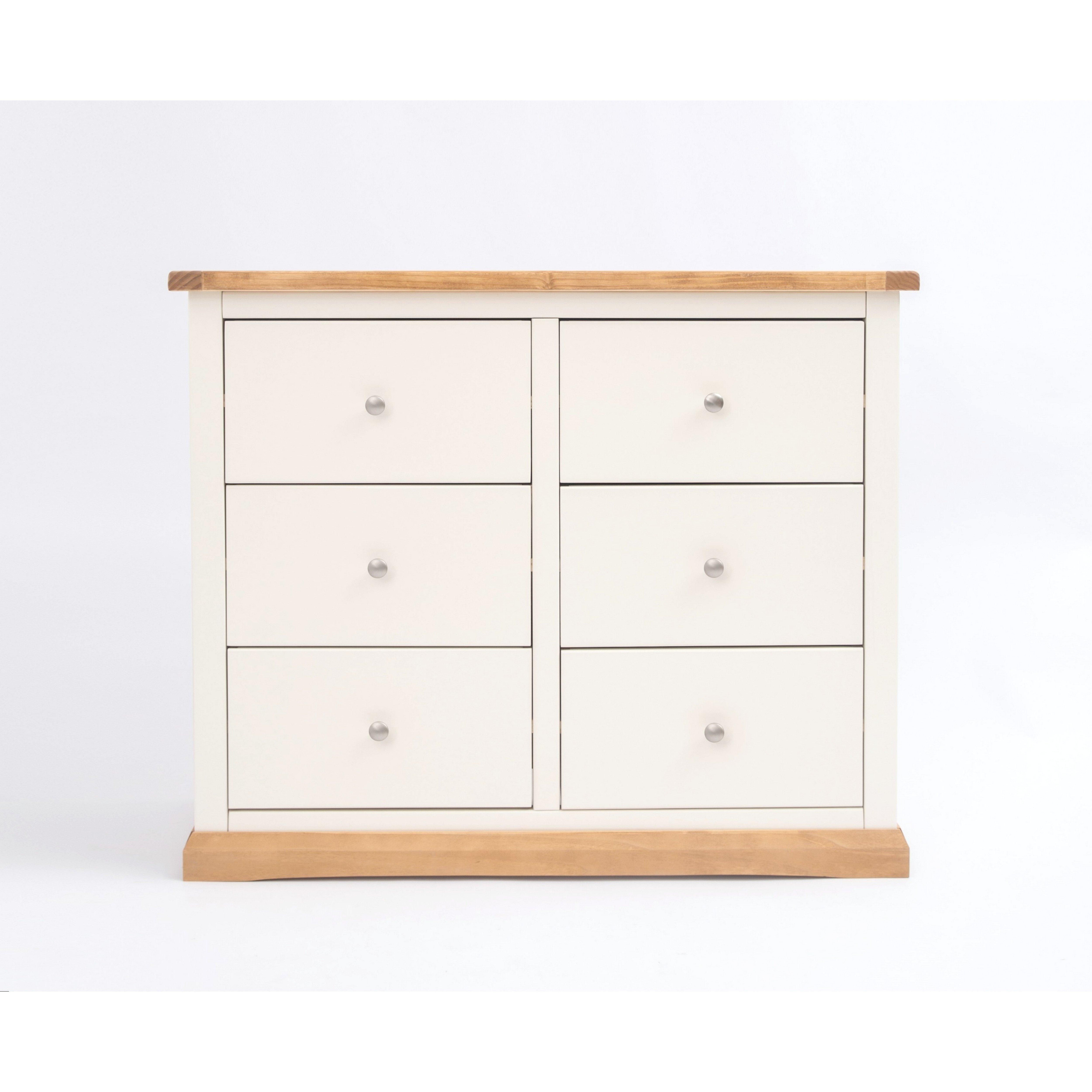 Cabinet Bits Trevi 6 Drawer Chest of Drawers Chrome Knob in Off-White