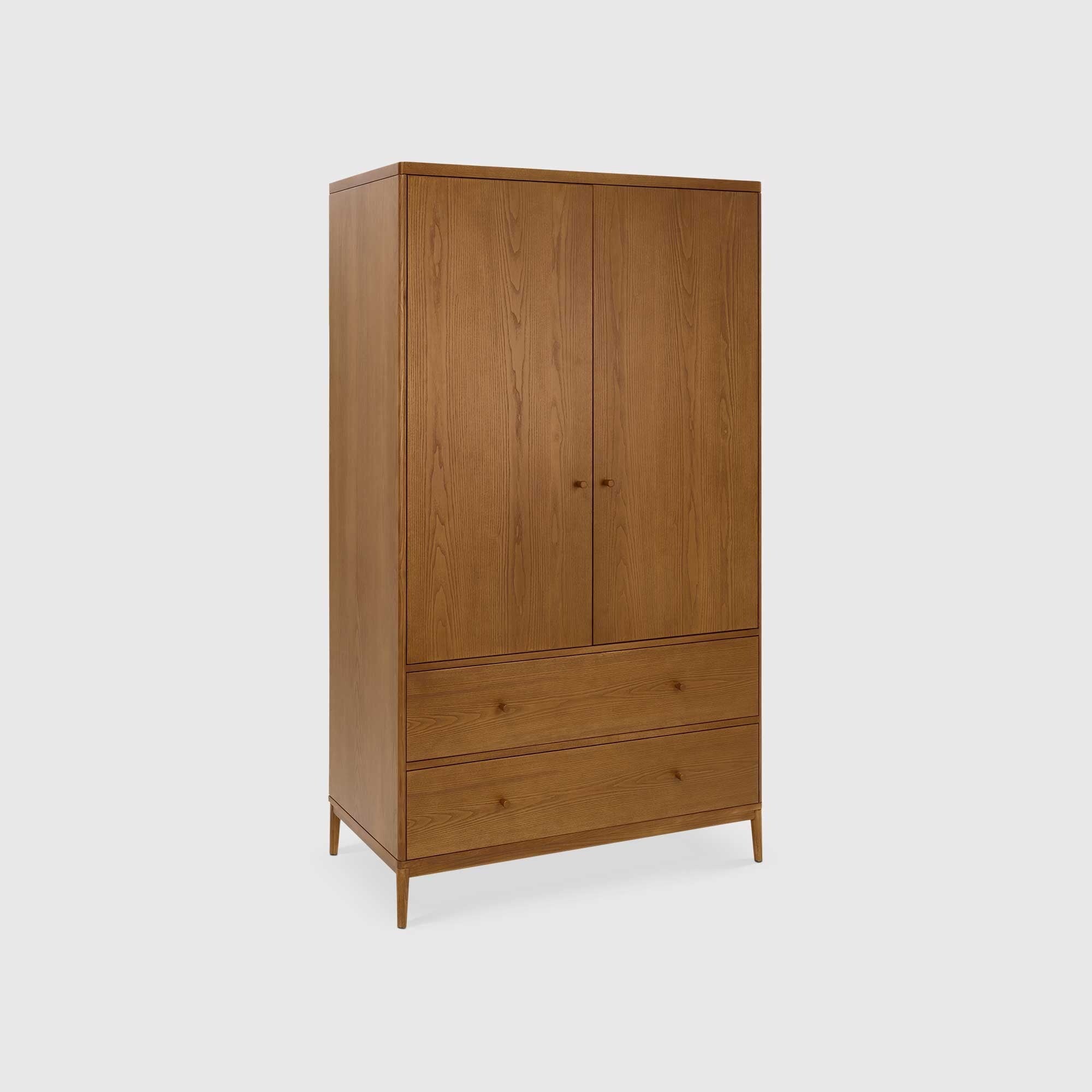 Ercol Salina 2 Door Wardrobe, Neutral Wood | Barker & Stonehouse
