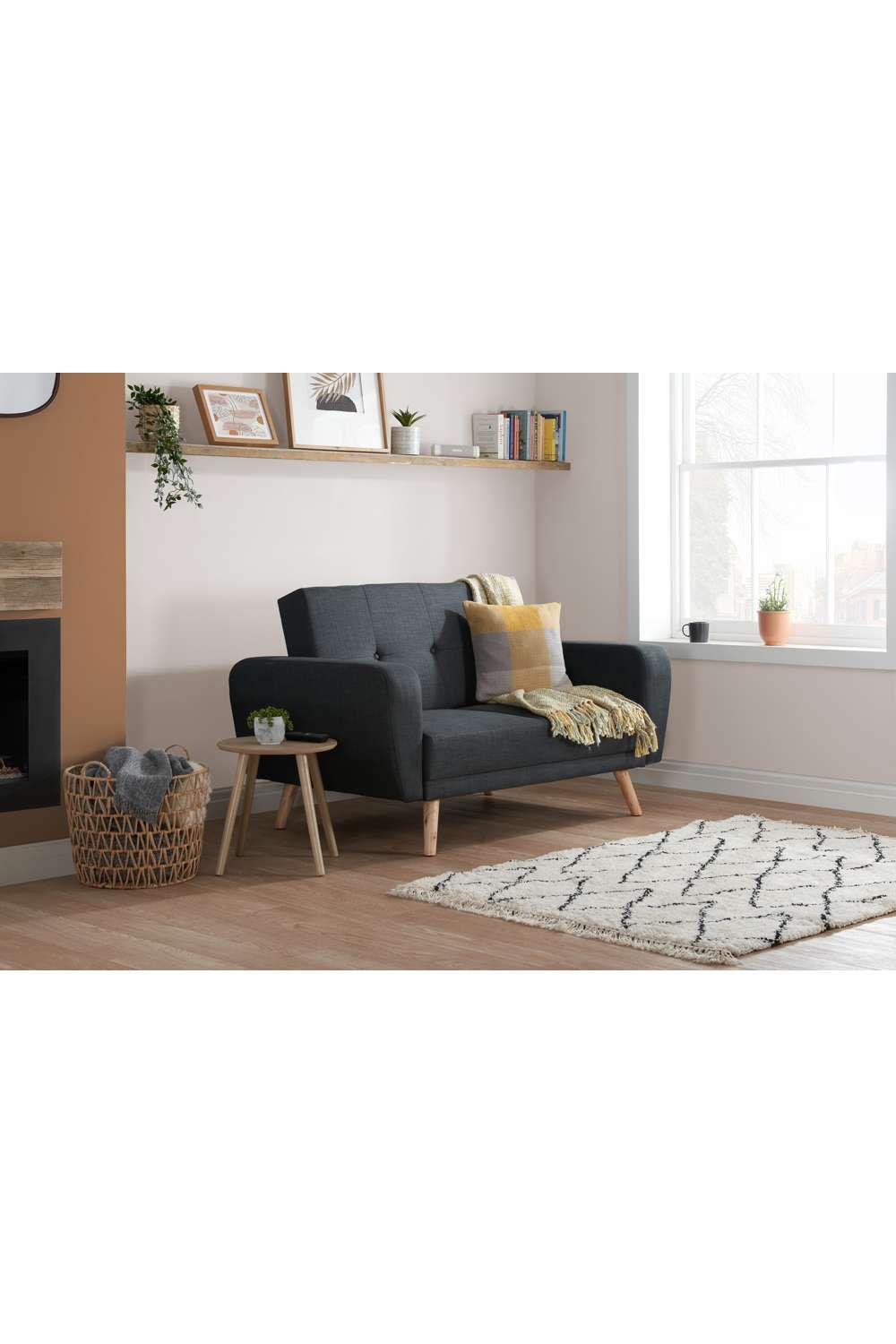 Birlea Grey Fabric Sofa Bed Farrow Bed Settee Contemporary