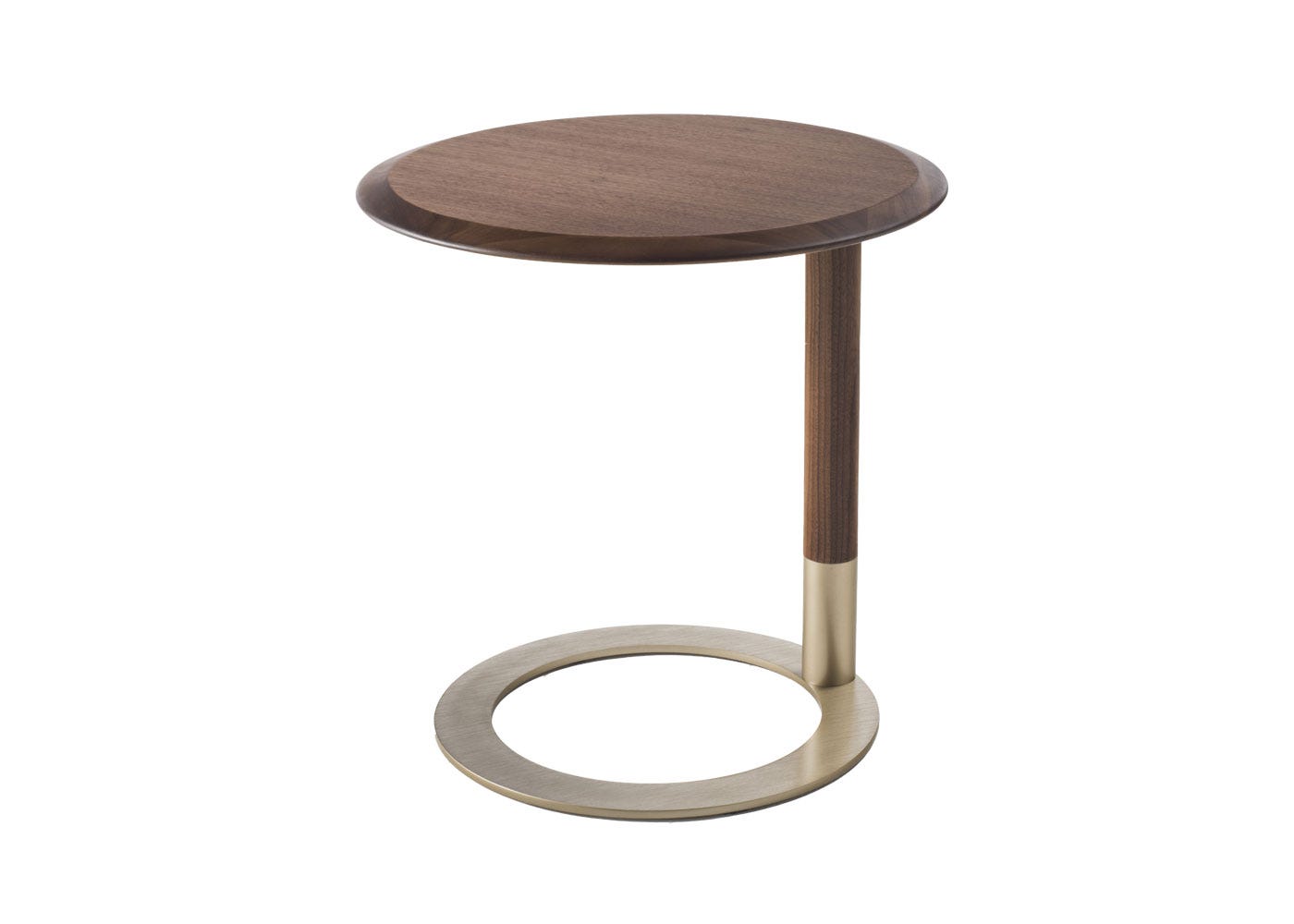 Porada Jok Side Table Round Walnut Top Brass Base