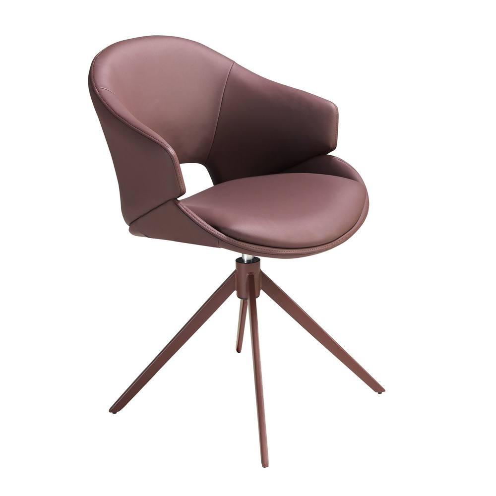 Angel Cerda Copper-Brown Leatherette Swivel Dining Chair in Brown