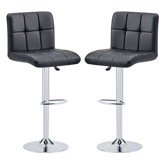 Coco Black Faux Leather Bar Stools In Pair