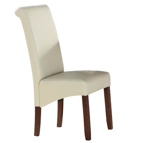 Sika Cream Leather Dining Chair With Acacia Legs