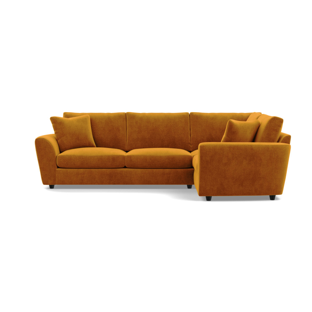 Heal's Snooze Right Hand Facing Corner Sofa Smart Luxe Velvet Cognac Black